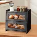 LadyRosian Wooden Bread Box for Kitchen Countertop, Large Bread Storage Container for Homemade Bread, Farmhouse Breadbox Organizer for Cabinet,Pantry,Cupboard,Black