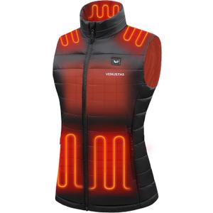 Venustas Women's Heated Vest with Battery, Up to 20HRS of Warmth, Winter Quilted Vest for Outdoor (Black)