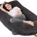60 Inch Full Body Pregnancy Pillows for Sleeping Cooling Pregnancy Pillow,U Shaped Pregnancy Body Pillow,Maternity Pillows for Pregnant Women with Removable Washable Velvet Cover.(Black)