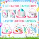 Honeydak 210 Pcs Easter Plates and Napkins Serve 30 Pastel Colorful Bunny 7" and 9" Rabbit Plates Napkins and Forks Tableware for Spring Holiday Easter Party Table Decor Supplies