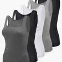 BQTQ 5 Pack Women's Tank Tops Square Neck Sleeveless Ladies Tank Top Undershirts XL