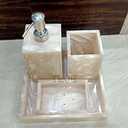 Stylish Luxury Bathroom Sets Stone - Bathroom Accessories Decor/Soap Dispenser, Tooth Brush Holder and Soap Dish and Towel Tray Set of 4 Rustic Vintage Home Decor Gifts