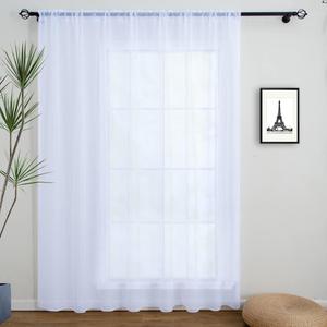 Linentalks Extra Wide White Sheer Curtains For Living Room, Patio Door Curtain for Sliding Door, Sheer Voile Rod Pocket Room Divider Curtains, White Tulle Backdrop Curtain Drapes 1 Panel 120 W X 96" L