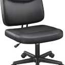 Topeakmart Task Desk Chair Height Adjustable Chair Computer Faux Leather Chair Without Arms, Black