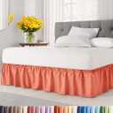 Wrap Around Dust Ruffle Bed Skirt - Coral - for King Size Beds with 15 Inch Drop - Easy Fit Elastic Strap - Adjustable Pleated Bedskirt w/Brushed Fabric - Wrinkle Free - for Women, Men, Kids & Teens