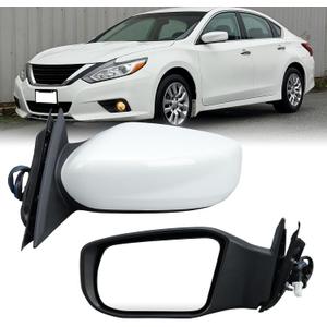 Left Driver White Side Mirror Compatible with Nissan Altima 2013-2018 Sedan Power Glass/Non-Folding/Non-Heated Door Mirrors Outside Rear View Mirror Replace# 963023TH0A
