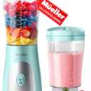 Mueller Personal Blender for Shakes and Smoothies with 15 Oz Travel Cup and Lid, Juices, Baby Food, Heavy-Duty Portable Blender & Food Processor, Turquoise