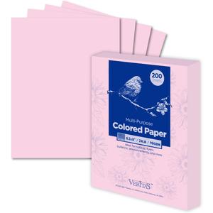 WritePads Veritas Color Copy Paper,Multi-Purpose paper,Colored Printer Paper 8.5 x 11, 24 lb / 90 GSM,Pink,200 Sheets (1 Reams)Made in USA