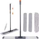 Flat Mop for Cleaning Floors Heavy Duty Microfiber Wet Mop Deep Cleaning for Hardwood, Tile & Laminate, Includes 4 Reusable Washable Pads and Adjustable Long Handle (36 in Mop Set)
