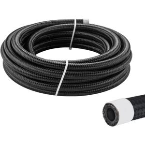 10AN Hose - AN10 Fuel Line tube Stainless Steel Nylon Braided Transmission Lines for fuel system, Cooler system, Clutch, Fluids, Gas,20FT Black