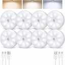 EZVALO 8 Pack Motion Sensor Closet Lights, 1200mAh Rechargeable Under Cabinet Lights, Night Lights, Puck Lights, Dimmable, 3 Color Temps, Magnetic, Stick-On for Kitchen, Stairs, Closet