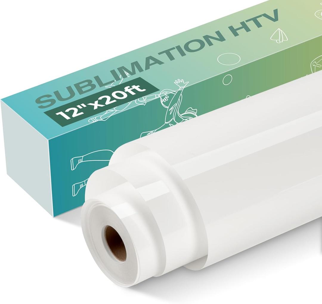 HTVRONT Clear Sublimation HTV Vinyl Matte 12" X 20FT - Sublimation Vinyl High Transfer Rate - Bright Smooth Washable HTV for T-Shirt/Hat/Pillow/Bag