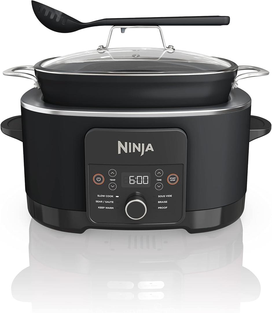 Ninja MC1010 Foodi PossibleCooker PLUS - Sous Vide & Proof 6-in-1 Multi-Cooker, with 8.5 Quarts, Slow Cooker, Dutch Oven & More, Glass Lid & Integrated Spoon, Nonstick, Oven Safe Pot to 500F, Black