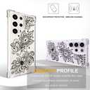 Compatible with Samsung Galaxy S23 Ultra Cases with Design, Cute Transparent Phone Case for Women Girls Girly with Heavy Duty Protective Bumper (Clear Black Henna Flower)