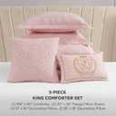 Juicy Couture Comforter Set, Dovona Design Bed Sheets, King Bedding, 5 Piece Set Includes 1 Comforter, 2 Shams and 2 Decorative Pillows, Wrinkle Resistant and Anti Pilling,Pink Blush