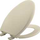 Mayfair Aurora Slow Close Toilet Seat, Easy Clean Hinges and Adjustable Perfect Fit Plastic Seat, Made in USA, Elongated, Bone