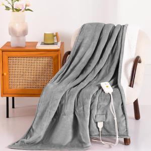 Heated Blanket Electric Throw 50" x 60" -Heated Throw Blanket with 4 Heating Levels & 3 Hours Auto Off,Machine Washable,ETL & FCC Certification(Dark Gray)