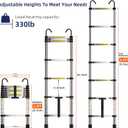 6.6ft Telescoping Ladder, Lightweight Collapsible Ladder with Hook, Aluminum Extension Ladders for Home, Folding Telescoping Ladder for RV, Attic, Daily Use at Home, 330 lbs