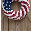 18Inch Patriotic Roses Wreath, 4th of July Summer Soft Touch Foam Roses Wreath for The Front Door, Handcrafted Memorial Day Artificial Flowers for Indoor and Outdoor