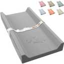 Vegan Leather Baby Changing Pad, Waterproof & Wipeable Soft Diaper Changing Mat 32" x 16.6" Comfortable Infant Changing Station for Dresser & Table (Gray)