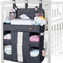HHZ XL Hanging Diaper Caddy Organizer Sturdy and Durable Baby Organizer Diaper Stacker for Changing Table, Crib, Playard or Wall & Nursery Organization, Dark Gray