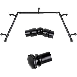 TONIAL Bay Window Curtain Rods, 36 to 72 Inch Center Rod for Windows, 20 to 36 Inch Side Rods for Window 3/4 Inch Decoratice Drapery Rods with Small Cap End, Black