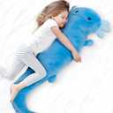 Tianmihou 48 inch Giant Axolotl Plush Huge Stuffed Animal, Big Blue Axolotl Glow in The Dark Fluorescent Plushies, Cute Large Jumbo Salamander Body Pillow Gifts for Kids Adults, Birthday