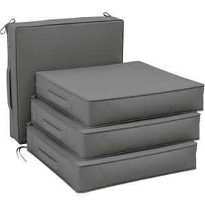 Patio Chair Cushions 22 x 22 x 4 Inch Waterproof Outdoor Seat Cushions for Patio Furniture, Outdoor Sofa Couch Pads with Ties & Handle, Set of 4, Light Grey