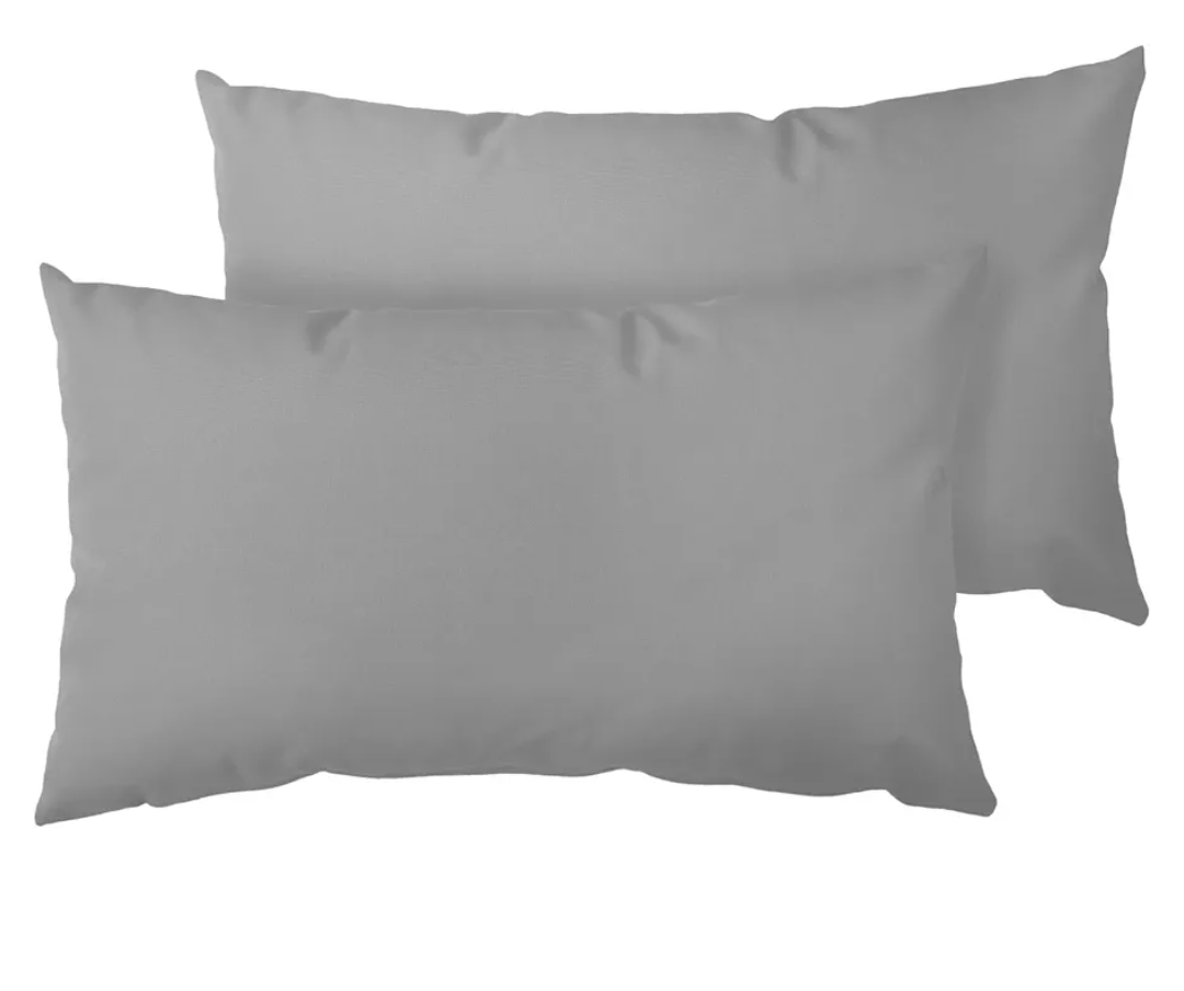 Ergonomic 12x20 Inch Outdoor Lumbar Pillow Covers Waterproof Support Cushion for Patio Chairs, Benches, Sofas Porch, Gray