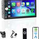 Double Din Car Stereo Bluetooth Compatible with [Wireless] Apple CarPlay/Android Auto 7 Touchscreen AM/FM Radio Type-C USB (2.1A Fast Charge) Backup Camera