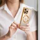 OOK Magnetic Case Made for iPhone 16 Pro Max (Compatible with MagSafe) Clear Phone Cover with Screen Protector Soft TPU Anti-Scratch Shockproof Protective Case for Women Men - Desert Titanium