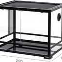 REPTI ZOO Large 34 Gallon Reptile Glass Tank,Front Opening Double Hinge Door 24" x 18" x 18", Screen Ventilation Terrarium (Backgrounds not Include)