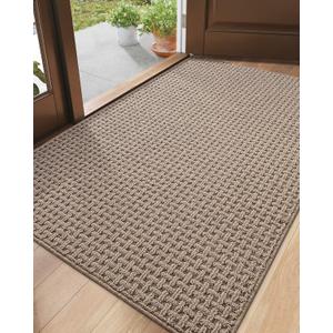DEXI Front Entryway Door Mat Non Slip 36x60, Washable Entry Way Mats Inside Entrance Low Profile, Welcome Doormat Dirt Trapper for House Floor Home Porter Hall Backdoor Area, Light Taupe
