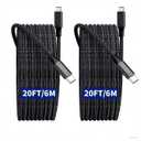2-Pack Extra Long iPhone 16 17 Charger Cable 20Ft, 20Feet USB C to C Cable Fast Charging Nylon Braided iPhone 16 17 USB C Charger Cord for iPhone 16,17 Air,16/17 Pro,16/17 Pro Max/iPad Pro/Air/Min6
