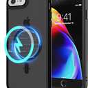 for iPhone SE Case 2022/2020,iPhone 8/7 [Wireless Charging] [Compatible with Magsafe] [Translucent Matte] [Anti-Fingerprint] Slim Hard Phone Case for iPhone 8 4.7"-Black
