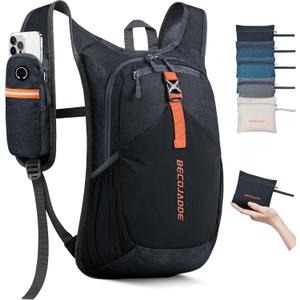 15L Small Hiking Backpack for Men Women Foldable Packable Back Pack Ultralight Hiking Daypack for Travel Camping Outdoor, Black