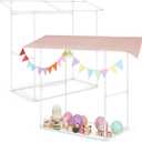 Amyhill Tabletop Tent Base Set for Hawaiian Banquet Ice Cream Table Cabin Graduation Day Party Summer Event Snack Theme Carnival Scene Decoration (White)