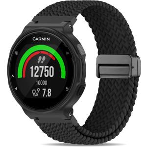 Braided Stretchy Nylon Magnetic Clasp WatchBand Compatible with Garmin Forerunner 235/220/230/620/630/735XT,Soft Adjustable Sport Strap for Forerunner 235 Lite/Approach S20/S6/S5