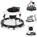 Baby Walker Foldable with 9 Adjustable Heights, Baby Walker with Wheels Portable, Infant Toddler Walker for Baby Boy Girls 6-18 Months (Black)