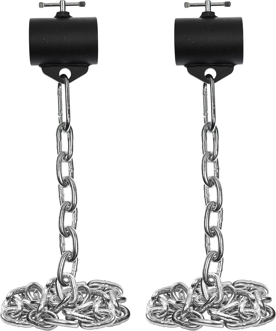 Logest Weight Lifting Chains with Collars - Pair of 1 42in 15LB 25LB 35LB 45LB Steel Workout Chains - Fitness Equipment for Deadlifts Bench Presses and More Targets Back Legs Core Weight Chains