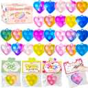 2 x 36 PCS Valentines Day Gifts Cards with Heart Pop Fidget Toys Bulk,Valentine Party Favors for Kids Mini Pop Heart Keychain,School Classroom Prizes Exchange Goodie Bag Stuffers for Toddlers Boys Girls