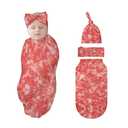 Figtihw Meat Food Swaddle Blankets Newborn Receiving Blanket Baby Swaddle Wrap with Headband Hat Set for Baby Girls Boys