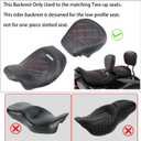 FOVPLUE Rider Backrest,Adjustable Driver Backrest Pad Kit fits for Harley Touring CVO Road Glide Road King Electra Glide Street Glide FLHR FLTRX FLHX FLHT 2009-2023,Double Blue Stitching