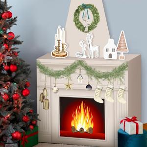Fullhawl Cardboard Fireplace for Christmas Large Cardboard Fireplace Prop 3D Fake Centerpiece with Faux Chimney for Christmas Party Background Decor, 38 x 30 x 7 Inches(Neutral,White)