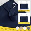 NICETOWN French Blackout Door Window Curtains, Privacy Front Door Curtains for Classroom, Thermal Insulated Tie Up Shades Window Covering Shade for Office, 8" Wide x 36" Long, 1 Panel, Navy