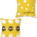 ONWAY Summer Pillow Covers 18x18 Farmhouse Lemon Hello Sunshine Outdoor Throw Pillows Yellow Summer Patio Decorations Cushion Case for Sofa Couch Set of 2
