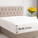 Extra Deep Full Fitted Sheet - Hotel Luxury Single Fitted Sheet Only - Easily Fits 18 inch to 24 inch Mattress - Ultra Soft, Wrinkle Free with Extra Deep Pockets - Breathable & Comfy - Antique White