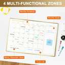 Large Dry Erase Calendar Whiteboard for Wall, 36'' x 24'' Monthly White Board Planner with Gold Frame, Magetic Hanging Wipe Board for Home Office School Dorm
