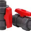2Pack 3/4" PVC True Union Ball Valve Socket with Full Port (Slip x Slip) 3/4" PVC Double Union Full Flow Ball Valve Water Pipe Shut-off Valve for Water System,Reversible PTFE Seats