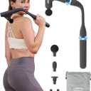 3-in-1 Detachable Massage Gun Deep Tissue, Ergonomic Extension Handle Back Massager for Pain Relief, Portable Percussion Muscle Massager for Shoulder, Thigh, Waist & Neck, FSA-HSA Eligible (Grey)